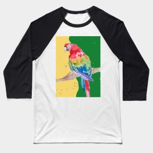 Parrot Watercolor Painting Macaw - Yellow Green Baseball T-Shirt